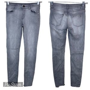 DL1961 Chloe Skinny Raw Hem Ankle Cropped Super Stretchy Gray Denim Jeans Sz 12